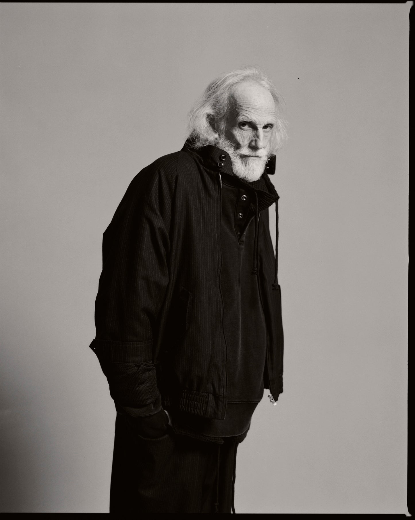 STRIPE WOOL PADDED DRIZZLER JACKET