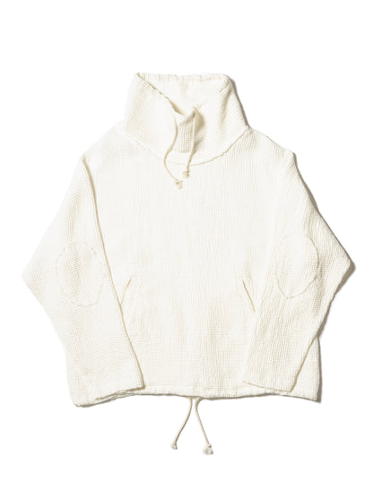 LINEN WAFFLE STANDING COLLAR PULLOVER