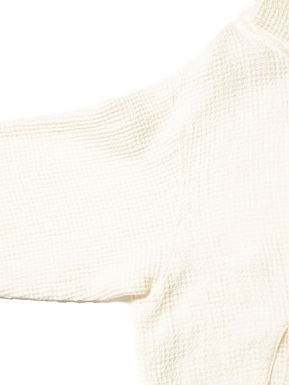 LINEN WAFFLE STANDING COLLAR PULLOVER