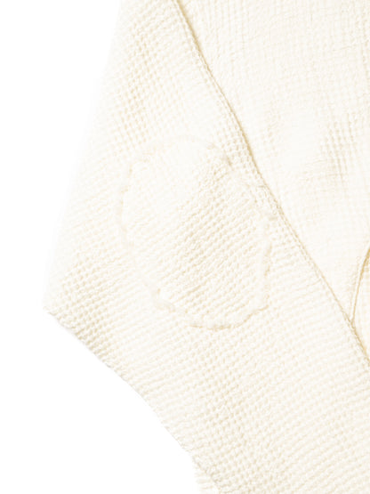 LINEN WAFFLE STANDING COLLAR PULLOVER