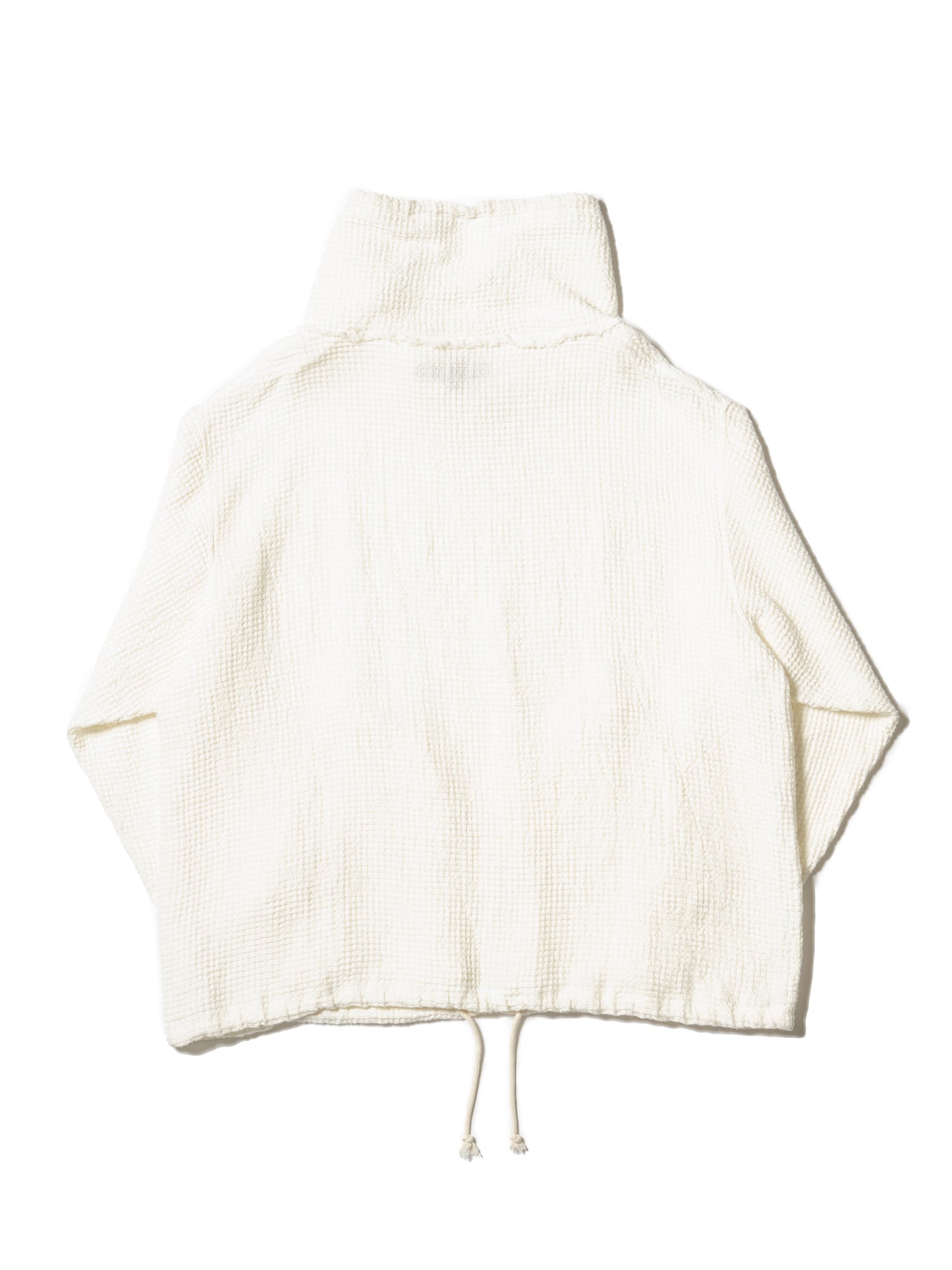 LINEN WAFFLE STANDING COLLAR PULLOVER