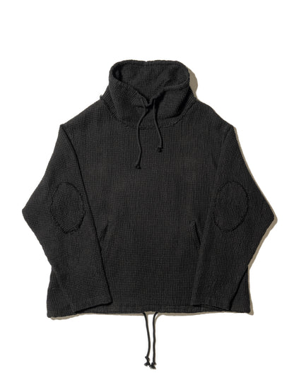 LINEN WAFFLE STANDING COLLAR PULLOVER