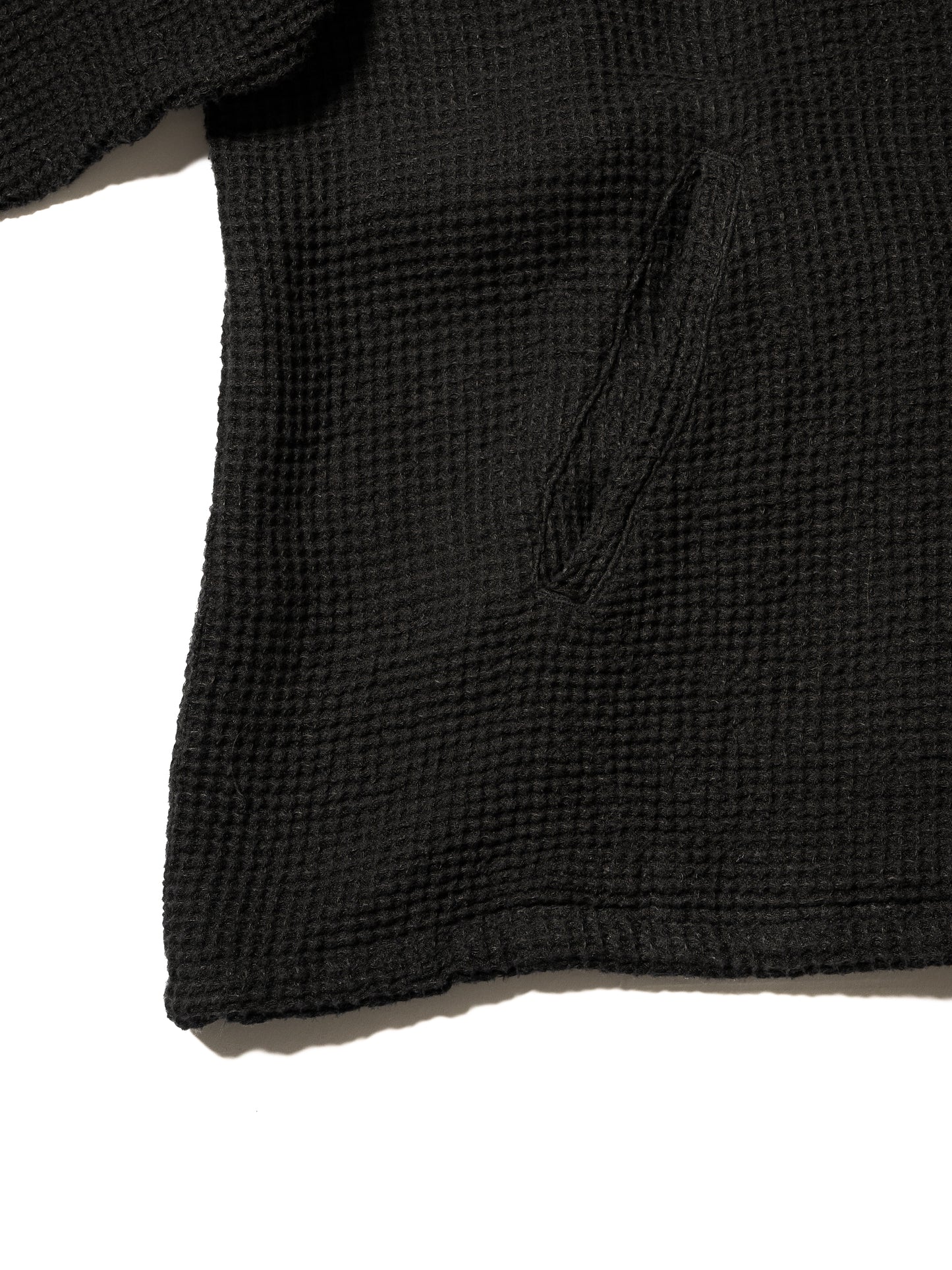 LINEN WAFFLE STANDING COLLAR PULLOVER