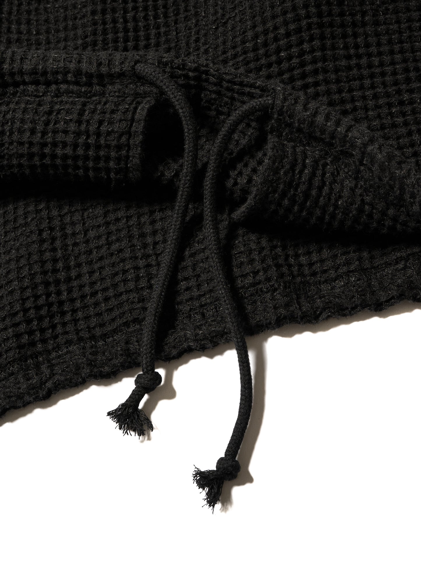 LINEN WAFFLE STANDING COLLAR PULLOVER