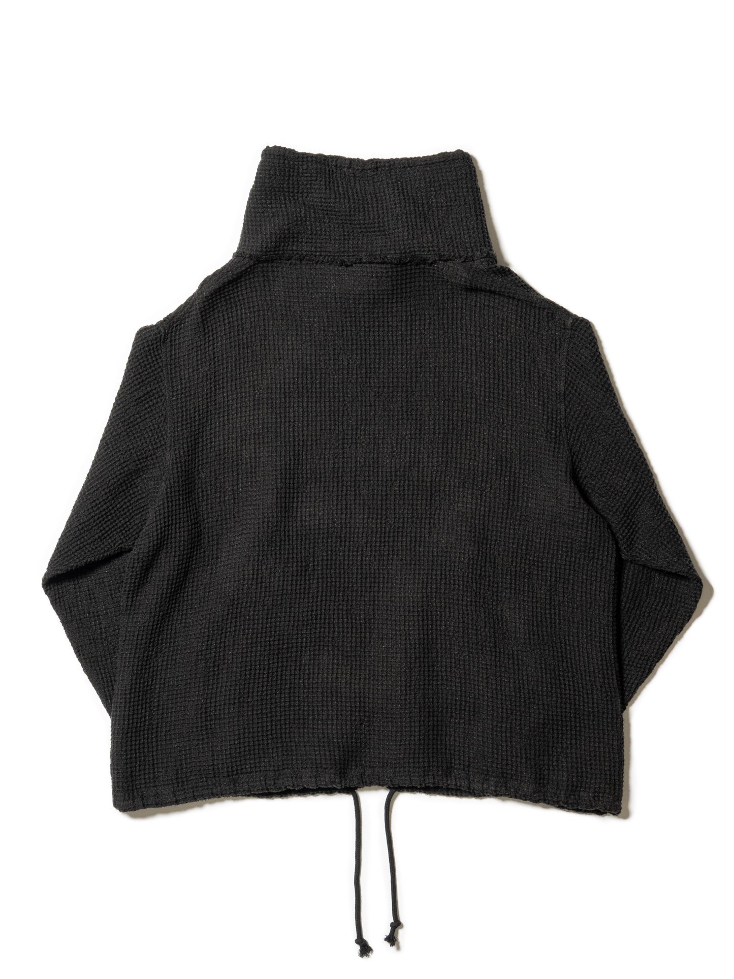 LINEN WAFFLE STANDING COLLAR PULLOVER