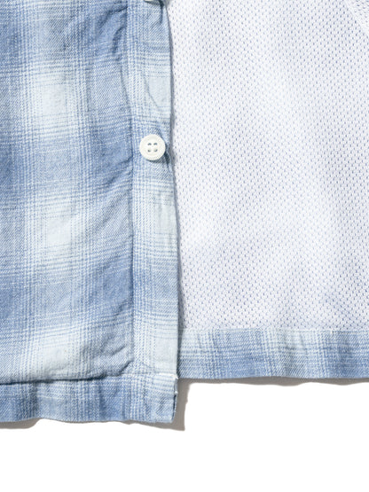 INDIGO CHECK PADDED SHIRT